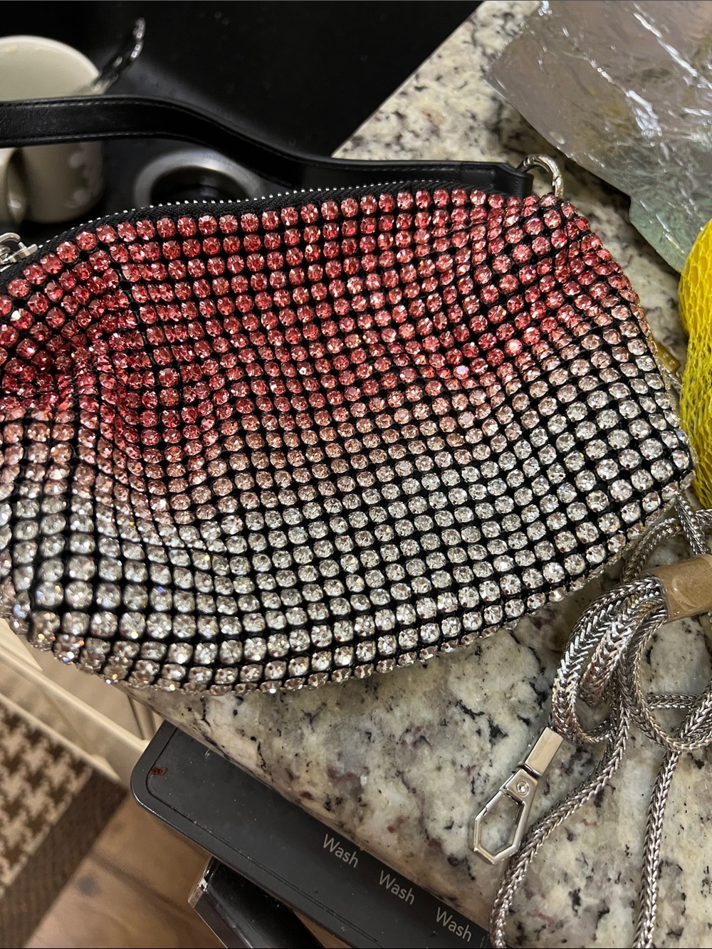 Crystal Ombre Crossbody Bag - Pink to Silver #1100 - Picture 3 of 7